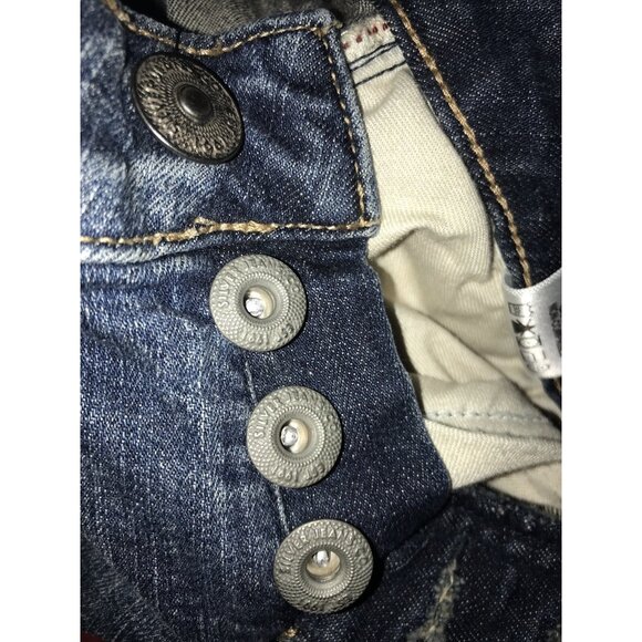 Silver Jean Women 26x27 Kennie Button Fly Distressed Stretch Fabric Straight Cut - Picture 9 of 11